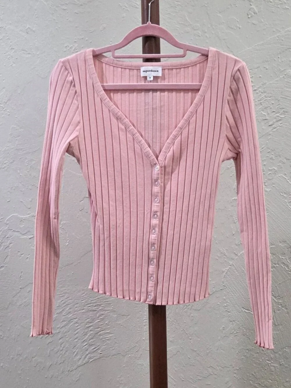 Superdown Ribbed Top With Buttons - Picture 5 of 7